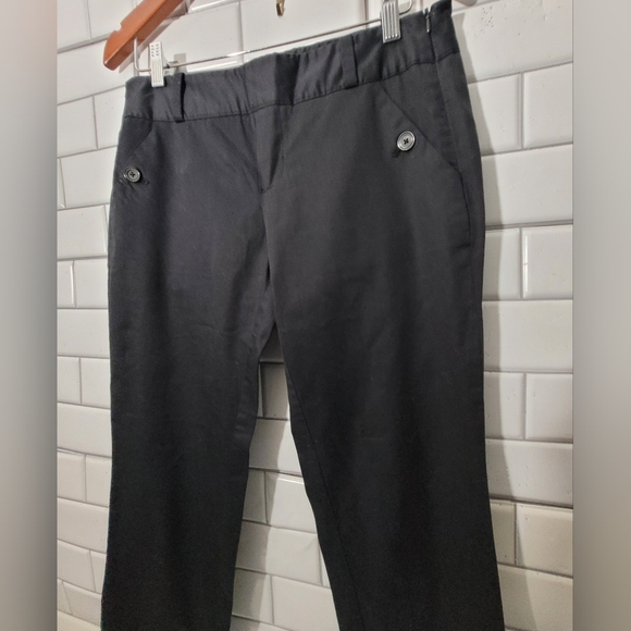 Cidra Ladies Black Cropped Pant Straight Leg Pockets Button Detail At Hem Side Z - Picture 3 of 6